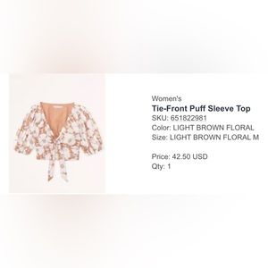 Abercrombie & Fitch Women’s Tie Front Puff Sleeve Top